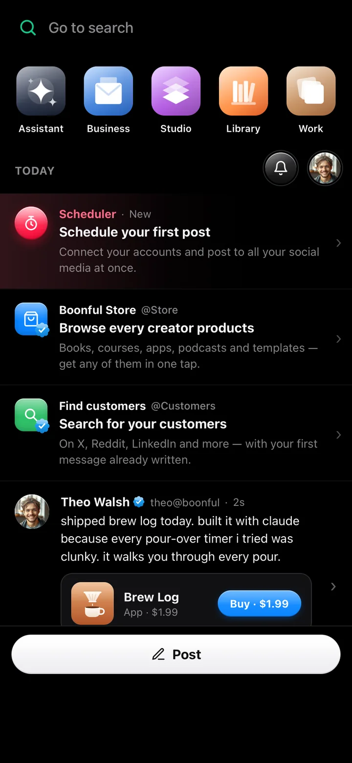 Share it in the feed: people buy right from a post on Boonful