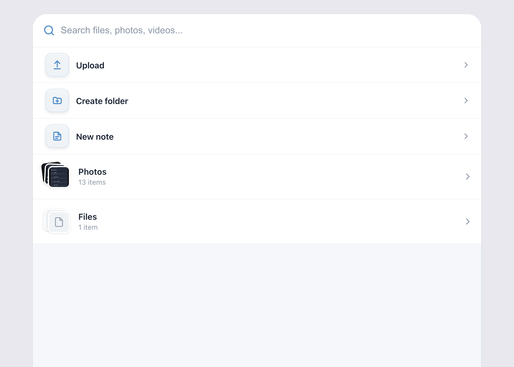 Boonful Files — upload, create folders, notes, photos and files